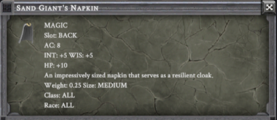 SAND GIANT'S NAPKIN item card